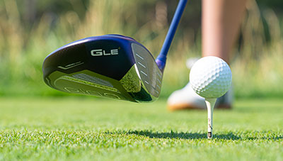 G Le4 driver addressing ball on tee