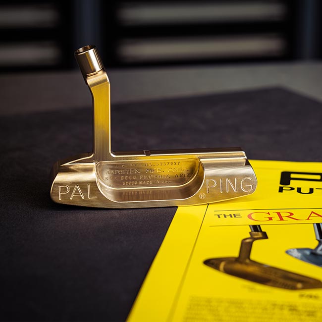 PLD Milled Pal putter on yellow PING Slam win ad