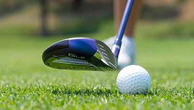 toe view of G Le4 fairway addressing ball