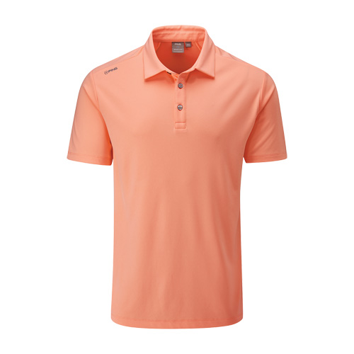 Front image of Harrison Solid Polo - Papaya Punch